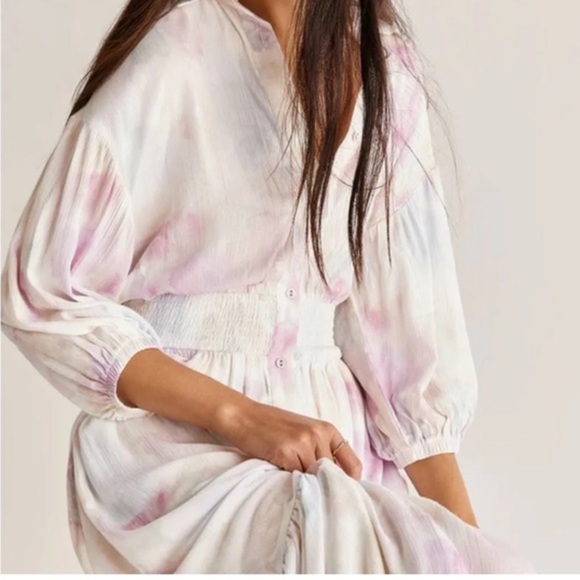 Z Supply Tanya Blurred watercolor button‎ front Maxi silk look Dress size medium - Picture 6 of 6